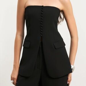 Because Of Alice Black Strapless Peplum Bodice Top Size Medium